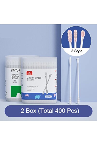 Choice علبتان مختلطتان من 400/200 قطعة من أعواد القطن ذات الرأس المزدوج، أدوا...