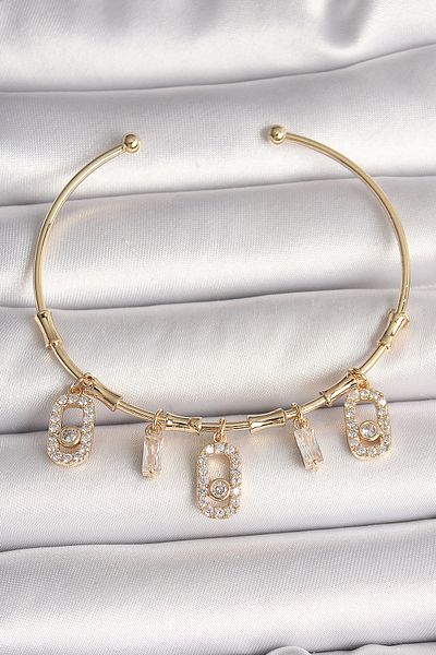 Skygo Brass Gold Color Hanging Zircon Stone Messika Figure Charm Women's Bracelet - Tj-Bb6893
