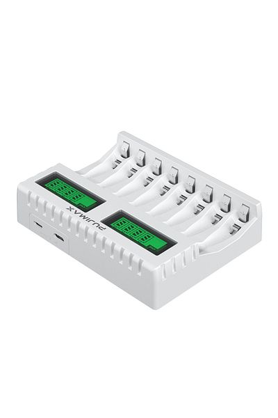 PUJIMAX شاحن بطارية ذكي بمظهر LED جديد - مستقل لبطاريات AA/AAA Ni-MH القابلة لإعادة الشحن
