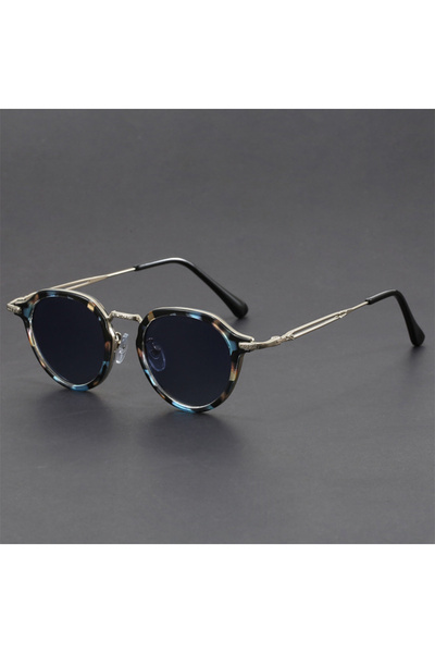 Choice floral-black as picture shows KAMMPT Round Sunglasses Men New Fashion Multi-color Rim Outdoor Shades