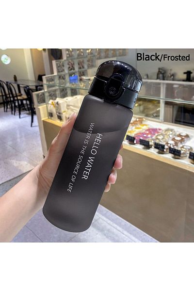 Choice black-Frosted Sports Transparent Water Bottle 780ml Portable Gym Travel Clear Leakproof Drinking Bot