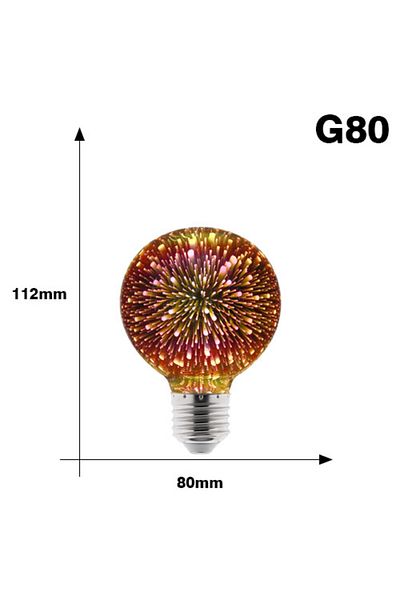 Choice G80 3D Decoration LED Edison Light Bulb E27 6W 110V 220V Vintage Star Fireworks Lamp Holiday Night L