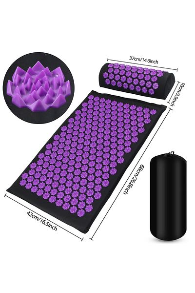 Choice 3PCS Lotus Purple Kuznetsov's Applicator Nonslip Acupressure Yoga Cushion Sensi Massage Body Mat Wit
