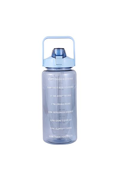 Choice Blue 2L 2 Liters Straw Plastic Water Bottle Large Portable Travel Bottle Sports Fitness Cup High Val