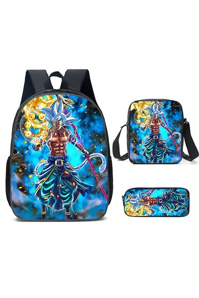 BANDAI A2 Dragon Ball Z Anime Character New Backpack Cartoon Super Saiyan Wukong Student 3-piece Set Book B