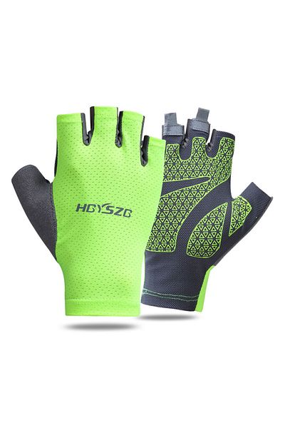 Choice M green Fingerless Sports Bicycle Gloves, Anti Slip Half Finger Fishing Gloves, Suitable For Outdoor