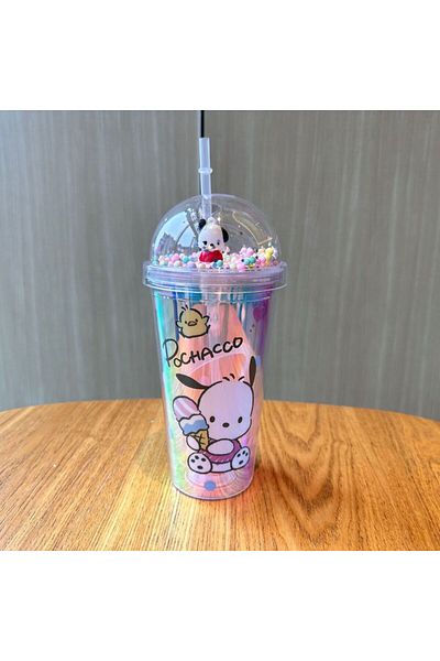 Choice A Sanrio Water Bottle Cinnamoroll Kuromi Melody Pochacco Pompompurin Plastic Cup Portable Sports Mu.