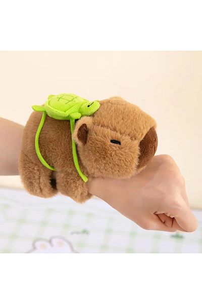 Miniso Orange New Lovely Kawaii Capybara Animal Slap Snap Wrap Wristband Bracelet Capybara Plush Hand Ring