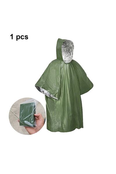 Choice Green Emergency Survival Rain Hot Poncho Thermal Survival Space Blanket Thermal Raincoat Heat Reflec
