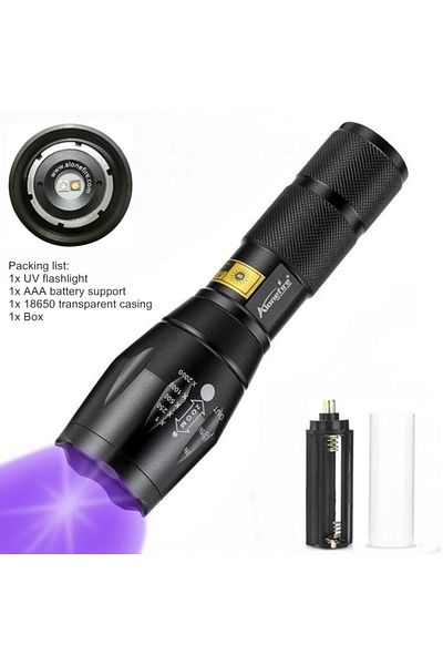 Choice NO Battery 365&395nm 2in1 LED UV Light Zoom Flashlight Curing Ore Scorpion Money Cat Dog Pet Urine H