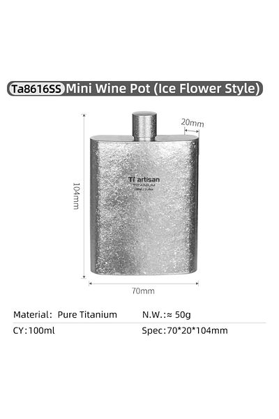 Choice ice Crysatl Tiartsian Outdoor Pure Titanium 100ml Mini Wine Bottle Whisky Wine Pot With Funnel Campi