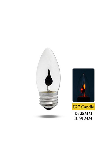 Parkson 3W AC220v E27 Candle Vintage Edison E14 E27 Led Bulb Candle Light Flame Effect Bulb 3W AC220V Home F
