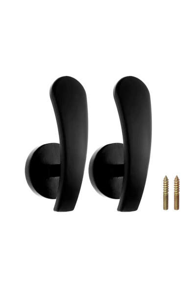 Choice حامل ستائر عملي ومتين باللون الأسود مكون من قطعتين/مجموعة، حامل ستائر ...