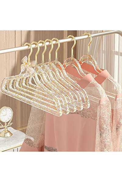 Choice شماعات ملابس منزلية من الأكريليك الذهبي، 10 قطع، شماعات ملابس غير قابل...