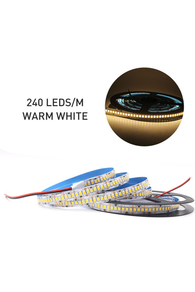Choice شريط إضاءة LED أبيض دافئ 12 فولت 1 متر تيار مستمر 240 مصباح LED 12 فول...