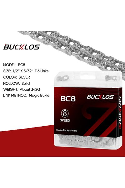 BUCKLOS 8 SPEED SILVER BUCKLOS MTB Bike Chain Road Bicycle Corrente 8/9/10/11/12S Mountain Bike Current 10 1