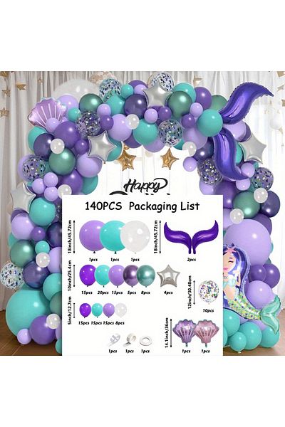 Choice Other MULTI Mermaid Seashell Theme Arch Balloon Set for Summer Party Birthday Anniversary Engagement