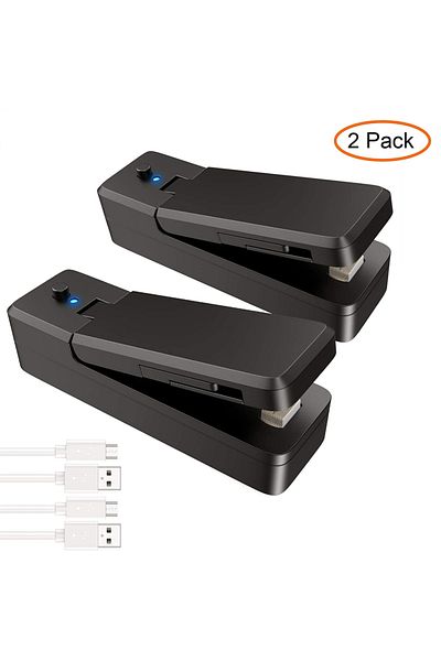 Choice 2 Pack Black Mini Bag Sealer 2 In 1 Rechargeable Portable Bag Vacuum Heat Sealer&cutter For Plastic