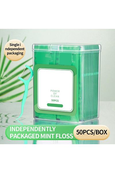 Choice 1 Box Of 50 Pieces A 50pcs Mint Flavored Dental Floss Plastic Toothpicks-single Independent Packagin