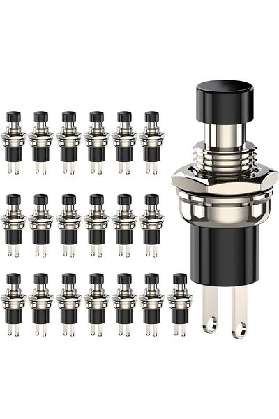 AOKIN Black 20pcs Momentary Push Button Switch, 1a 250vac Spst Mini Pushbutton Switches Normally Open(NO)