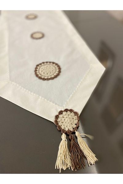 Parla Life Κρεμ λινό ύφασμα πλεκτό στο χέρι Runner με μοτίβο (προσαρμοσμένο μέγεθος και χρώμα)