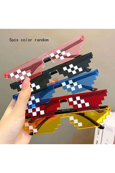 Choice 5pcs 5Pcs NEW Mosaic Sunglasses Trick Toy Thug Life Glasses Deal With It Glasses Pixel Black Mosaic
