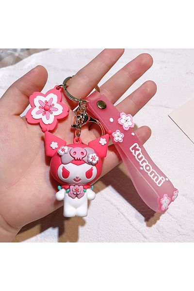 Miniso 3 سلسلة مفاتيح على شكل حقيبة وقلادة للفتيات اللطيفات من سانريو، مفتاح سيارة كورومي ميلودي سينامورول باللون الوردي، إكسسوارات سانريو S.