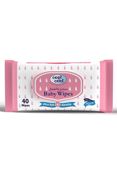 COOL & COOL مناديل أطفال فائقة النعومة، 40 منديلًا - لطيفة، خالية من الكحول، ...