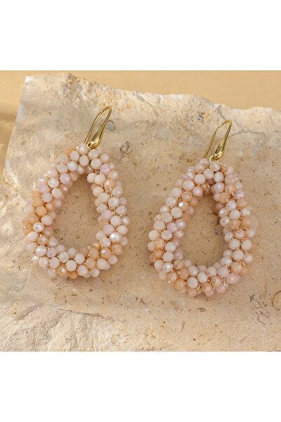 Choice أقراط نسائية أنيقة على شكل قطرة ماء متعددة الألوان على طراز بوهو مصنوعة يدويًا من خرز الكريستال المعلق E