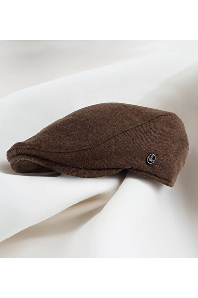 KAMBO WEAR Brown Woolen Stitched Winter Fabric Cap Hat (Anti-Sweat Satin Lining)