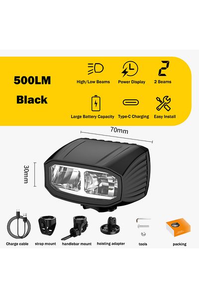 Choice Black Waterproof Road Bicycle Hoisting Light Rechargeable MTB LED Front Light Cut Off Line Bike Flas
