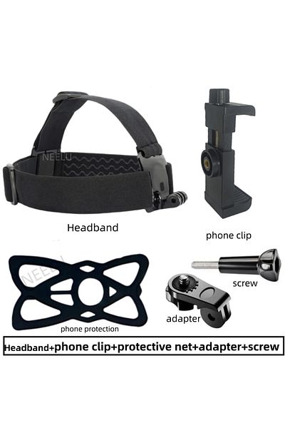 Choice TD-SJ01 Head Strap Adjustable Universal Mobile Phone Clip Fix Mount for Gopro Hero 12 10 9 8 7 6 5 f