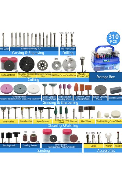 Choice 310pcs Mini Drill Accessories Kit Abrasive Rotary Tool Accesorios Bits Blades Discs Set for Dreme...