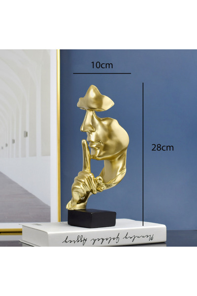 Choice Gold Thinker Statue Sculpture Silence Is Gold Figurines Resin Retro Ho...