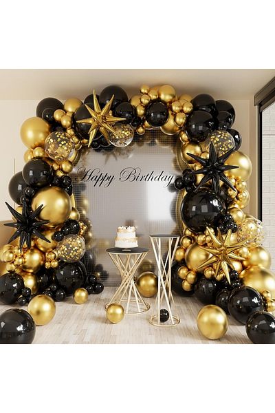 Choice As picture Black Gold 117Pcs Black Gold Balloons Arch Garland Kit-Black Gold Explosion Star Foil Bal