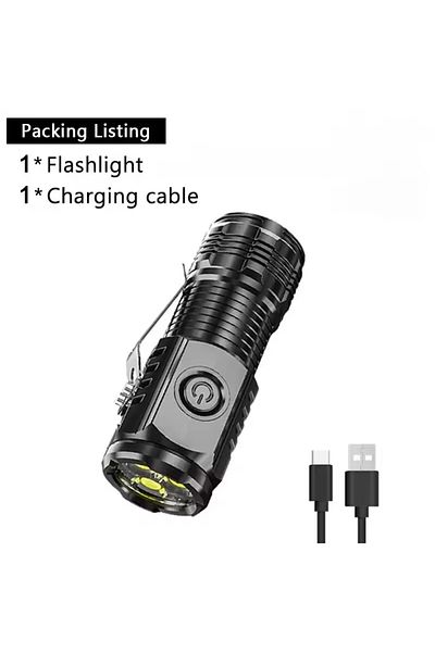 Choice Black Super Bright MINI LED Flashlight USB Torch Rechargeable Zoom Fishing Lantern Powerful 3 Lighti