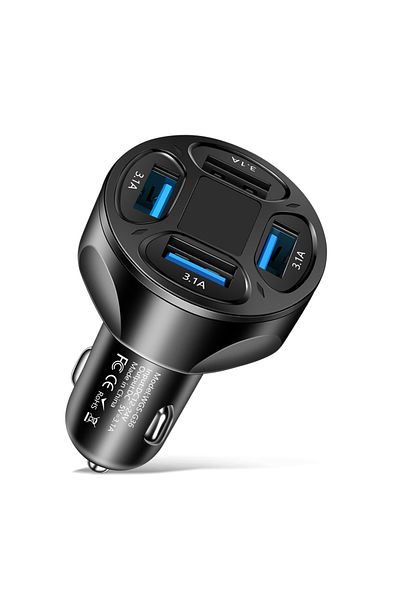 Choice G36p Black 3.1A Car Charger Cigarette Lighter Adapter 4 Port USB A USB C Fast Charging Phone Charger