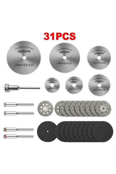 Choice 31pc Diamond Cutting Discs Sanding Grinding Wheel Circular Saw Blade Woodworking Metal Dremel Min...