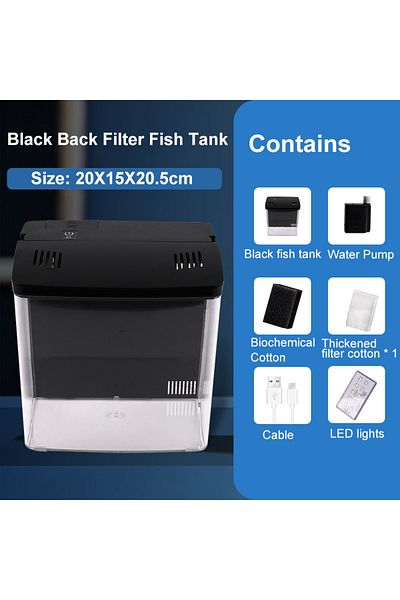 Choice 20x15x20.5cm Black Fish Tank Living Room Small Mini Douyu Tank Household Tabletop Ecological Tank Se
