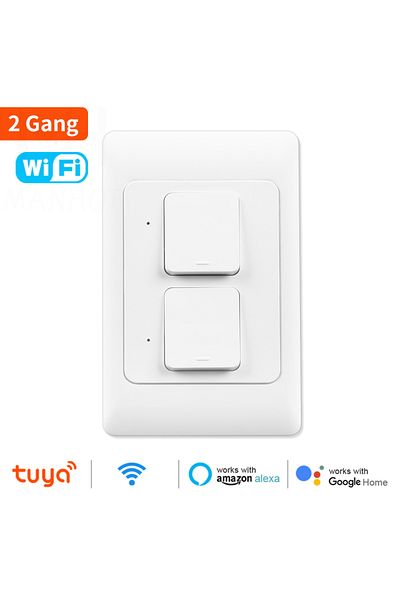 Choice Wifi 2 gang Tuya WiFi Push Smart Switch Button Wall Light Switches 1/2/3gang No Neutral Wire Require