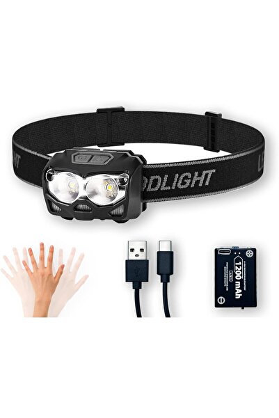 Choice مصباح أمامي LED قابل لإعادة الشحن بمنفذ USB-C بقوة 500 لومن باللون الأ...