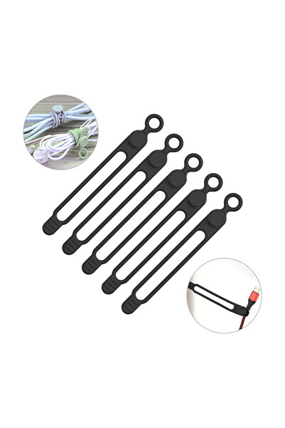 Choice 5pcs Black UMUST Silicone Cable Ties,Cord Ties,Cable Straps,Reusable Cable Organizer,Travel Cord Org