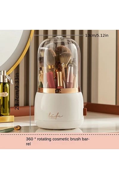 Choice WHITE 1pcCosmetic Storage Dustproof Rotating Compartment Brush Tube Lipstick Eye Shadow Makeup Brush