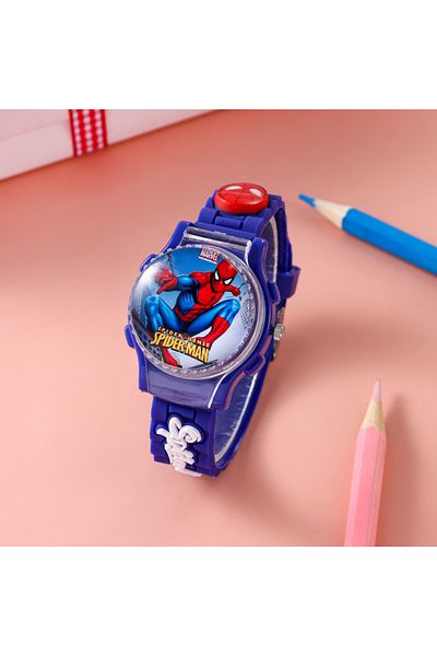 Hasbro ساعة مارفل القابلة للدوران من سبايدر مان 1، ساعة أفينجرز سبايدر مان الكرتونية للأطفال، ساعة كوارتز