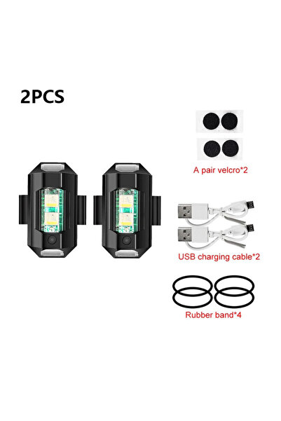 Choice5 7 ألوان - قطعتان من ضوء ستروب عالمي للدراجات النارية ومنفذ USB ومصباح...