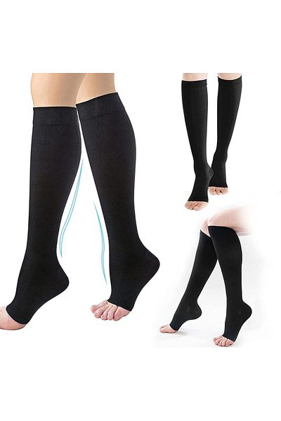 Choice L-xl Black Compression Socks S-xxl Medical Prevent Varicose Veins Toeless Support Hose For Women Men