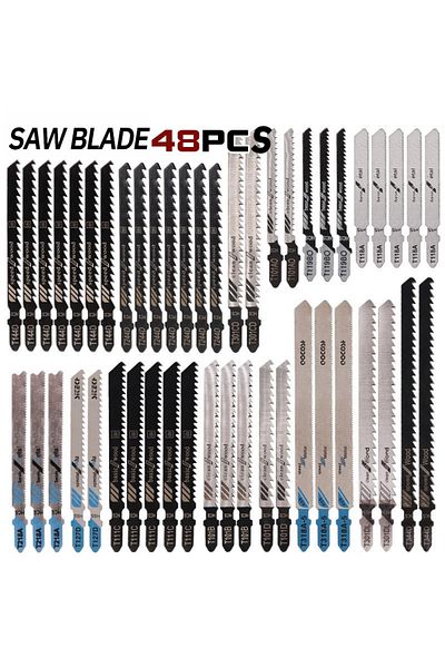 Choice 48 PCS 48-piece jigsaw blade, various T-handle saw blade sets, multi-purpose HCS/HSS saw blades for