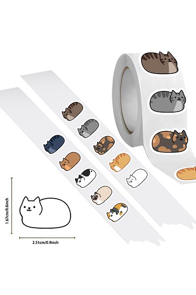 Choice 500pcs All 500Pcs/roll Cartoon Cat Roll Stickers DlY Party Guitar Phone Decoration Label Stationery