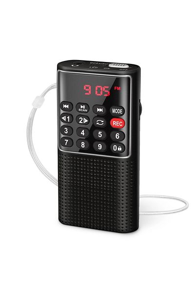 Choice black Mini Portable Pocket FM Radio Number key Handheld MP3 Walkman Radios with Recorder Rechargeabl