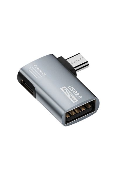 BSN قطعة واحدة من محول كابل OTG الأيمن 4K بزاوية 90 درجة إلى الزاوية اليسرى مزود بمحول Micro USB إلى USB OTG لأجهزة التلفزيون اللوحية